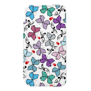 Floral Valentine Pattern Wallet Case For iPhone SE/5/5s