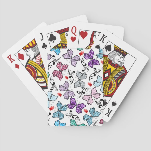 Floral Valentine Pattern Poker Cards (Back)