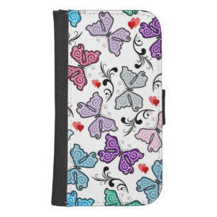 Floral Valentine Pattern Wallet Phone Case For Samsung Galaxy S4