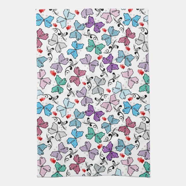 Floral Valentine Pattern Towel (Vertical)