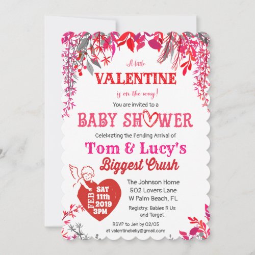 Floral Valentines Day Baby Shower Invitation