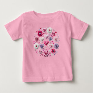 Floral Valentine's Day Heart Baby T-Shirt