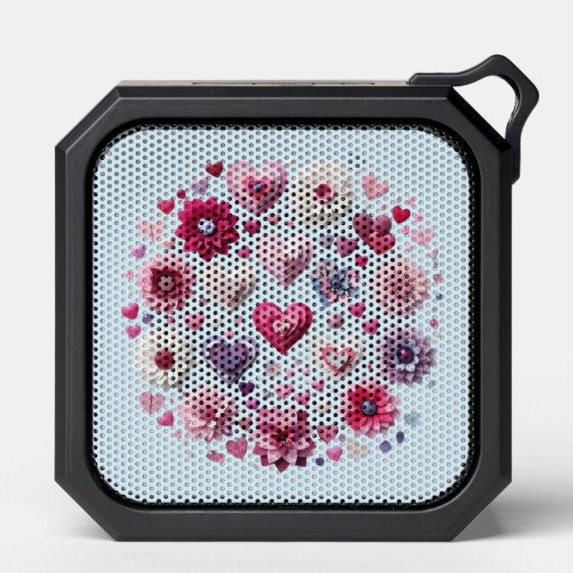 Floral Valentine's Day Heart Bluetooth Speaker (Front)