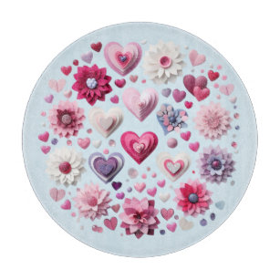 Floral Valentine's Day Heart Cutting Board