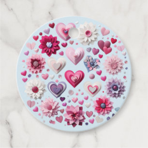 Floral Valentine's Day heart Favor Tags