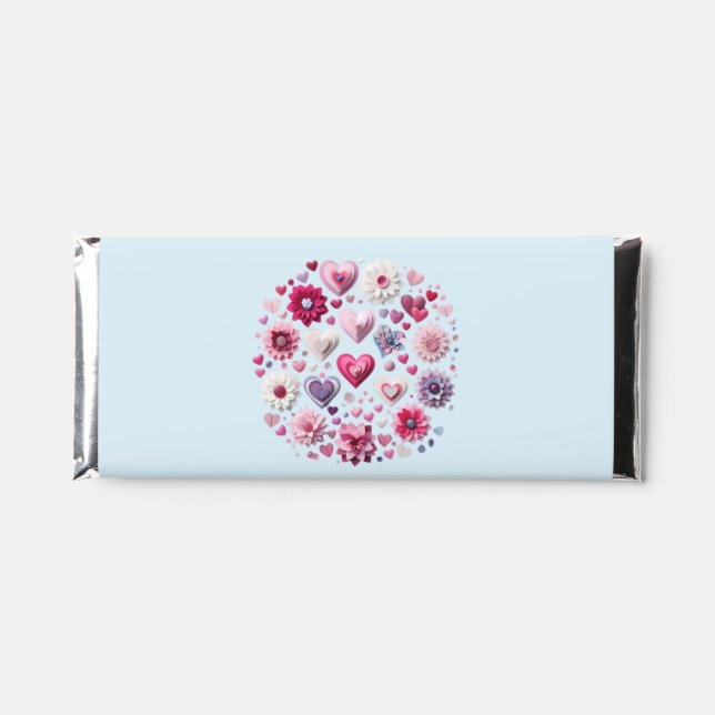 Floral Valentine's Day Heart Hershey Bar Favors (Front)