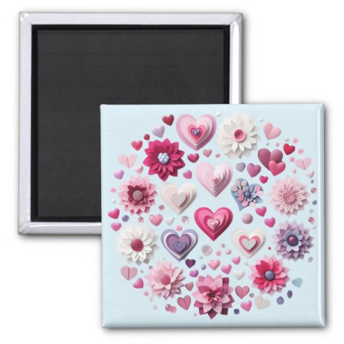 Floral Valentines Day heart Magnet