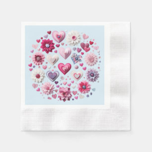 Floral Valentine's Day Heart Napkins