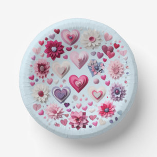 Floral Valentine's Day heart Paper Bowls