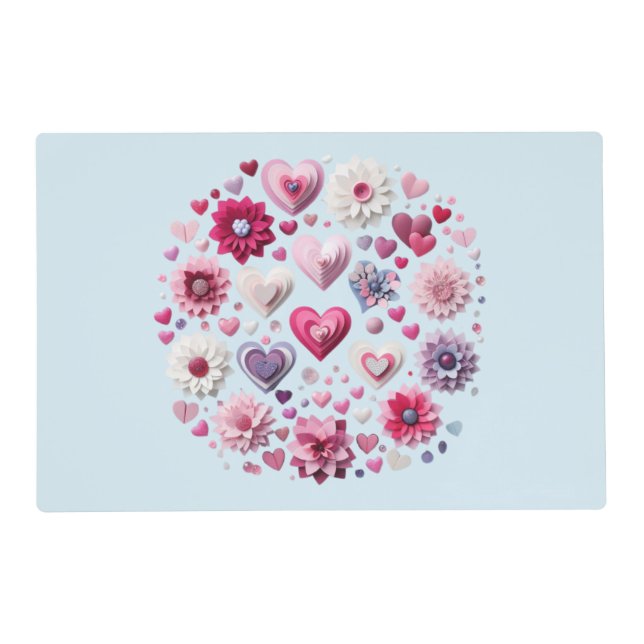 Floral Valentine's Day heart Placemat (Front)