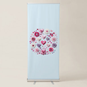 Floral Valentine's Day heart Retractable Banner