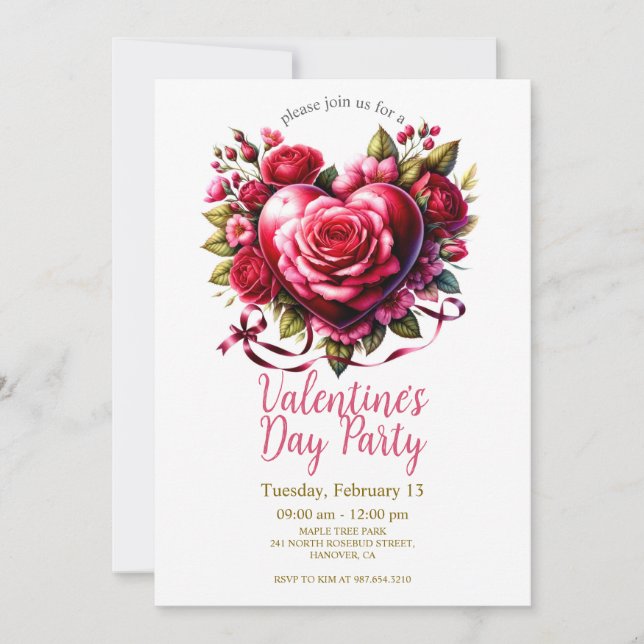 Floral Valentine's Day Party Invitation (Front)