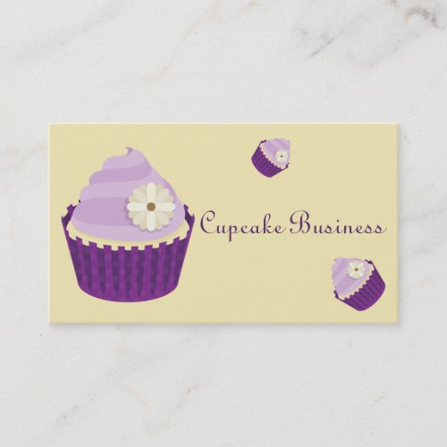 Floral Vanilla Cupcake Swirly Purple Frosting Business Card