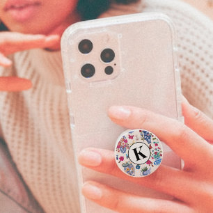 Floral Vase Monogram Phone Grip Chinoiserie Style