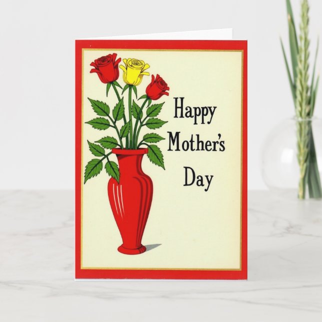 Floral Vase Mothers Day Card (Front)