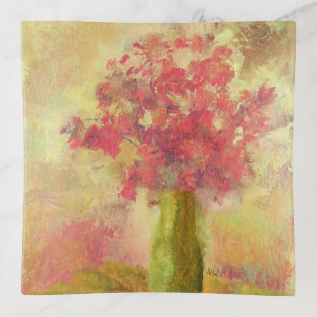 Floral Vase Painting Trinket Tray (Front)
