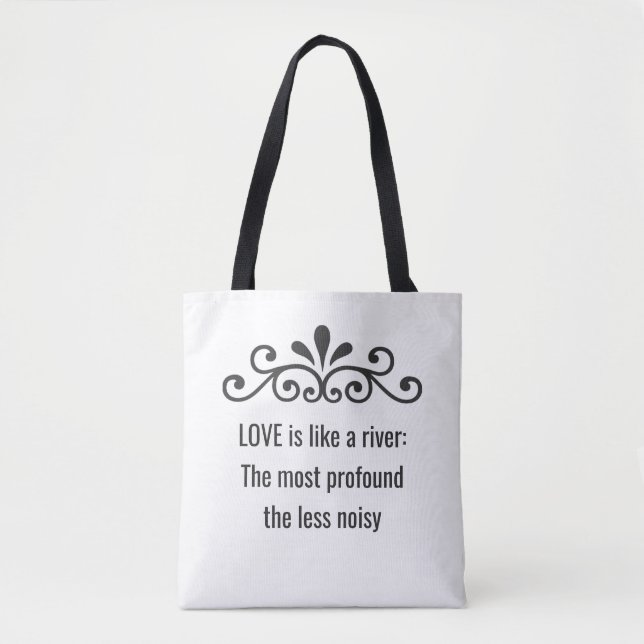 Floral Vector, Love Text on White Tote Bag (Front)