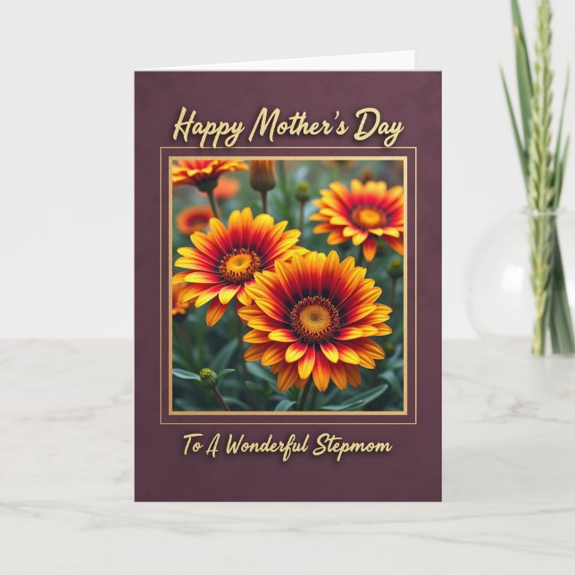 Floral Vermillion Mothers Day Card (Front)