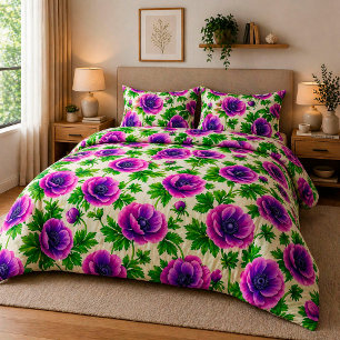 🌸 Floral Vibrant Botanical Bedroom Decor Style Duvet Cover
