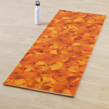 Floral Vibrant Orange Garden Lilies Photo Yoga Mat by KreaturFlora at Zazzle