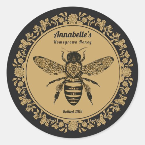 Floral Victorian Bee Honey Label