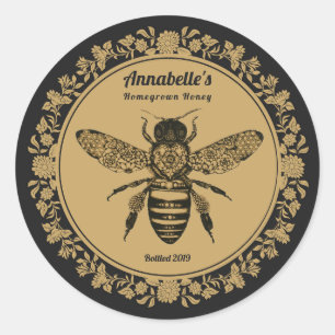 Floral Victorian Bee Honey Label