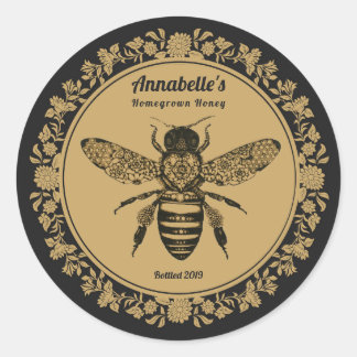Floral Victorian Bee Honey Label