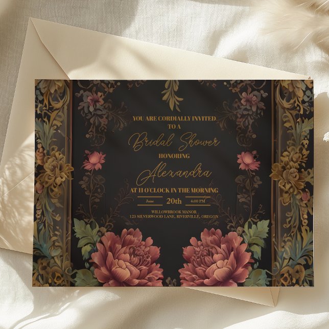 Floral Victorian Gothic Bridal Shower Invitation (Creator Uploaded)