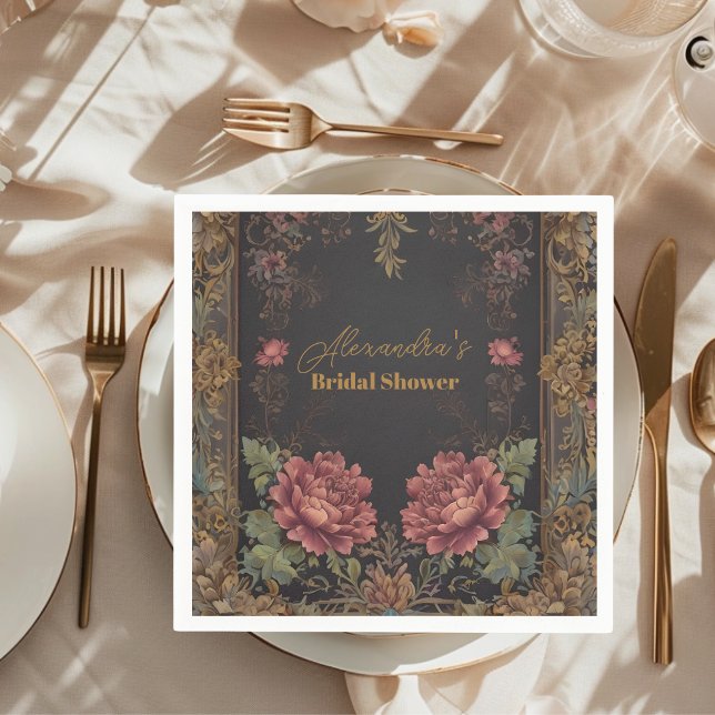 Floral Victorian Gothic Bridal Shower Napkins (Creator Uploaded)