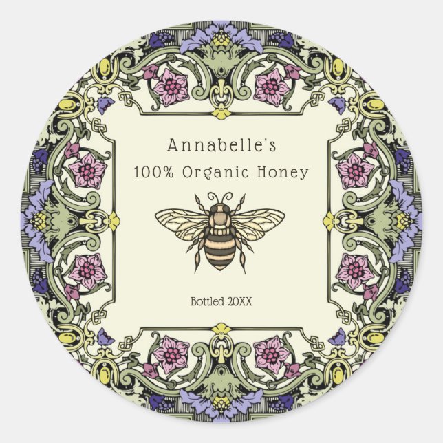 Floral Victorian Honey Label Personalize (Front)