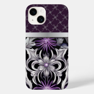 Floral Victorian Purple Black Silver  Case-Mate iPhone 14 Case