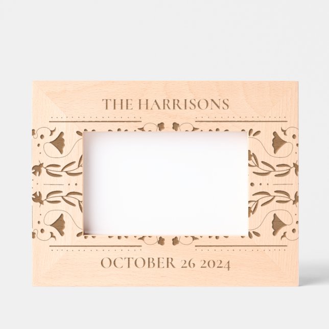 Floral Vine Monogram Wedding Engraved Frames (Front)