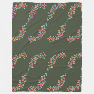 Floral vine pattern fleece blanket