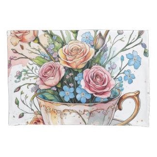  Floral Vine Pattern – Soft Watercolor Boho art Pillow Case