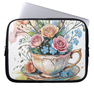  Floral Vine Pattern – Watercolor Boho acrylic art Laptop Sleeve