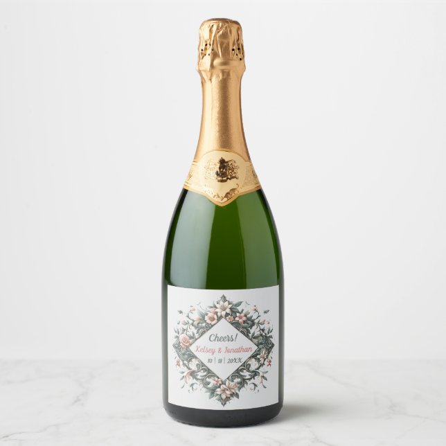 Floral Vine Sparkling Wine Label (Front)