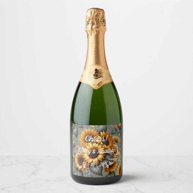 Floral Vine Sparkling Wine Label (Front)