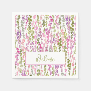 Floral Vine Watercolor Art WELCOME Beautiful South Napkins