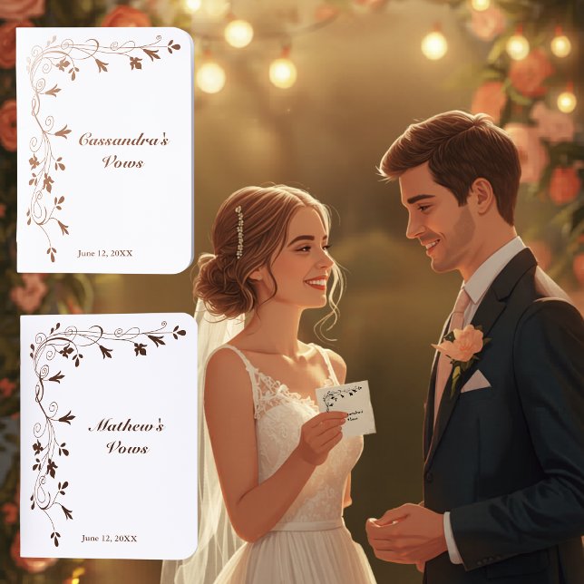 Floral Vine Wedding Elegant Botanical Rose Gold Foil Vow Books (Floral Vine Wedding Elegant Botanical Rose Gold Foil Vow Books)