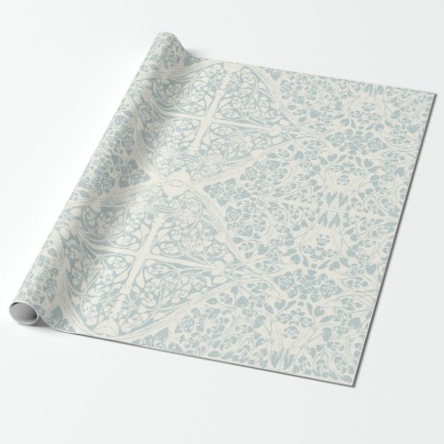 Floral Vines Arabesque Blue and Ivory Decoupage Wrapping Paper