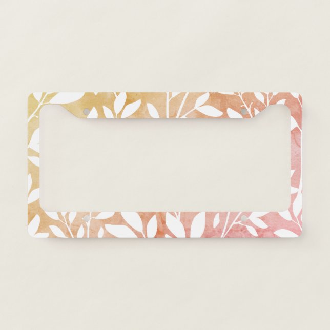 Floral Vines Farmhouse Style Pastel Pink License Plate Frame (Front)