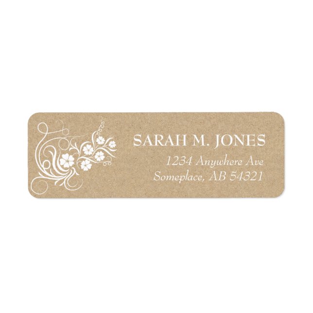 Floral Vines Kraft Paper Address Label (Front)