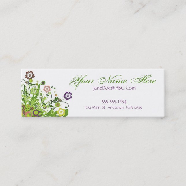 Floral Vines Mini Business Card (Front)