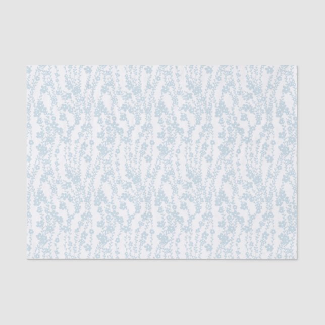 Floral Vines (White - Blue) Tissue Paper (Front)
