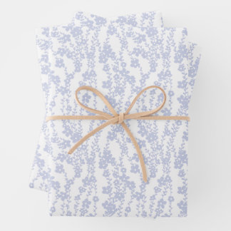 Floral Vines (White - Periwinkle) Wrapping Paper Sheets