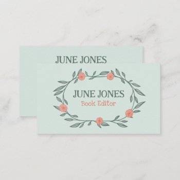 Floral Vines Wreath Chic Elegant Custom Whimsical Business Card by ShoshannahScribbles at Zazzle