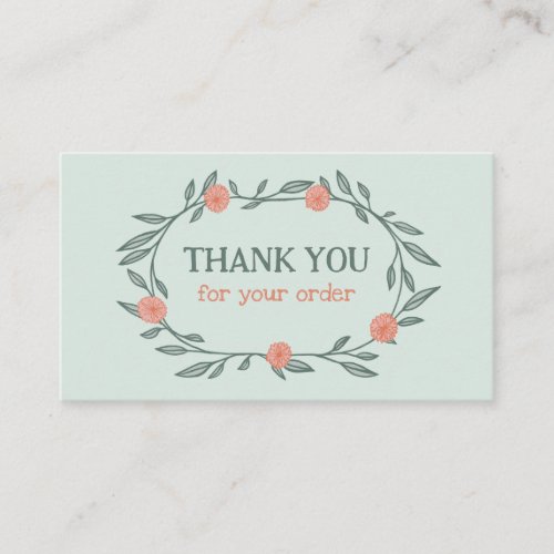 Floral Vines Wreath Chic Elegant Order Thank You  Business Card