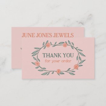 Floral Vines Wreath Chic Elegant Order Thank You  Business Card by ShoshannahScribbles at Zazzle