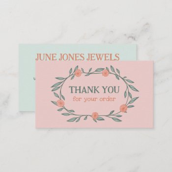 Floral Vines Wreath Chic Elegant Order Thank You  Business Card by ShoshannahScribbles at Zazzle