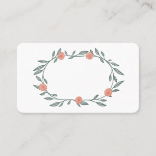 Floral Vines Wreath Chic Elegant Pink Green Place Card